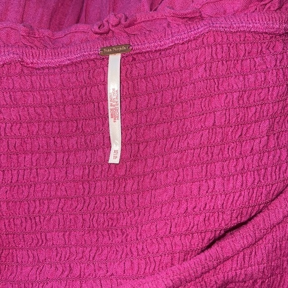 FREE PEOPLE HAPPY WITH YOU SMOCKED TIERED MINI DRESS IN pink plum xs - Picture 8 of 8